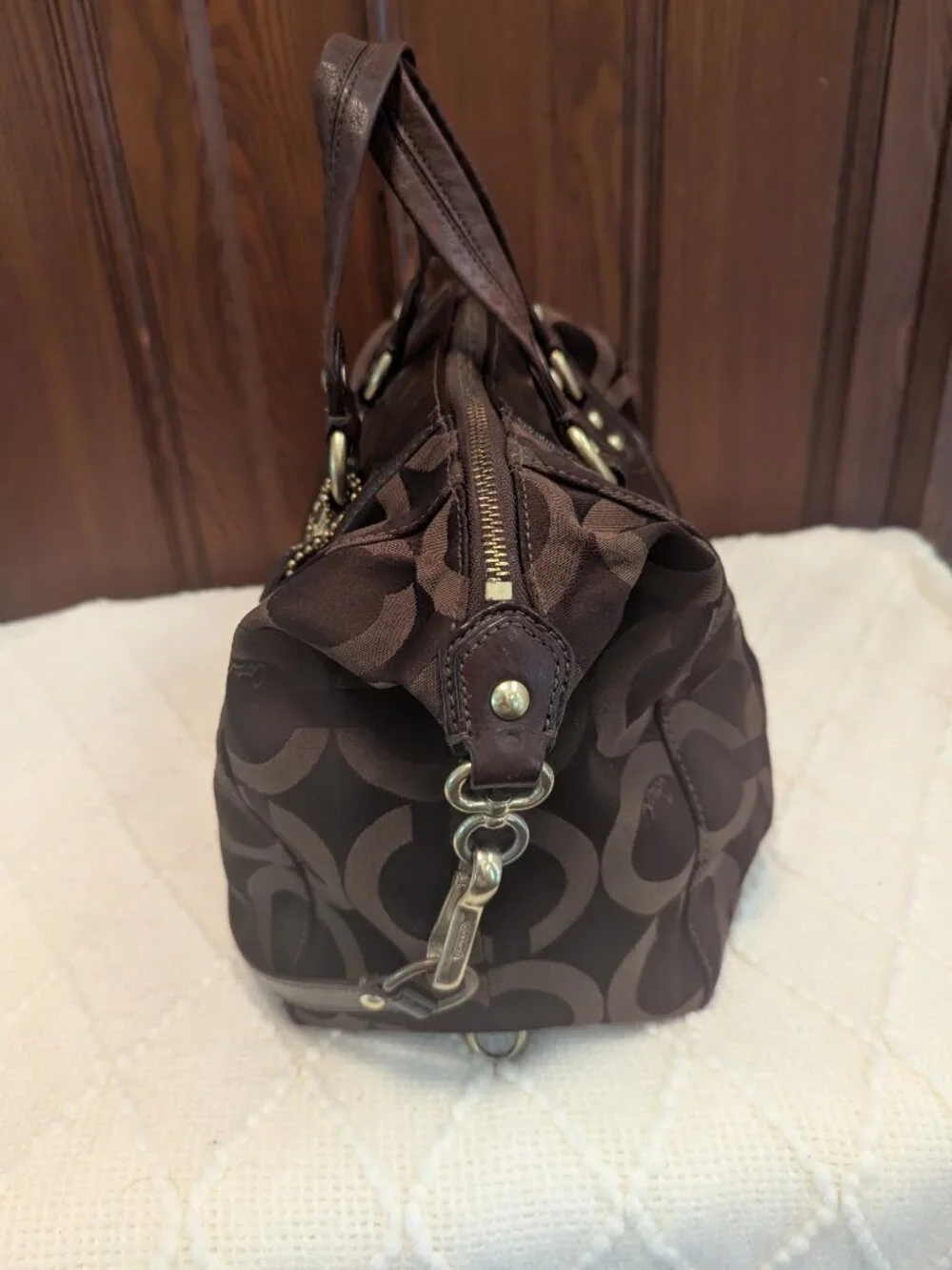 COACH Brown 14294 MADISON AUDREY OP ART SATCHEL SHOULDER BAG HANDBAG